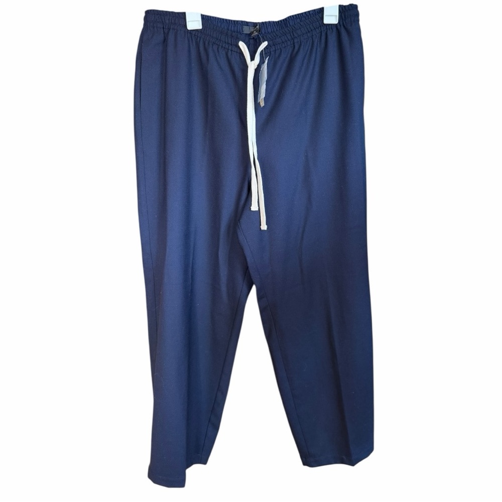 J.Crew Tie-waist straight-leg pant in wool flannel navy blue 16 new‎ with tags
